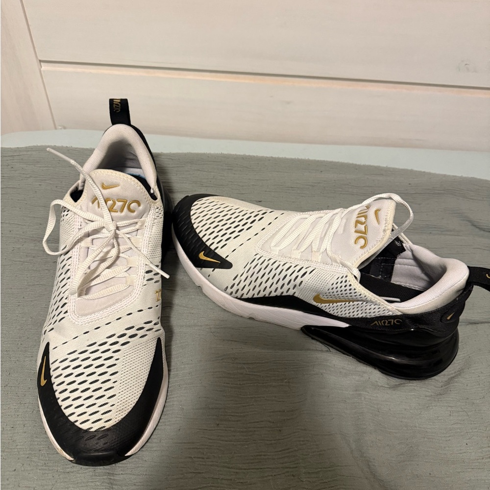 Nike Air Max 270 White with Gold and Black Accents